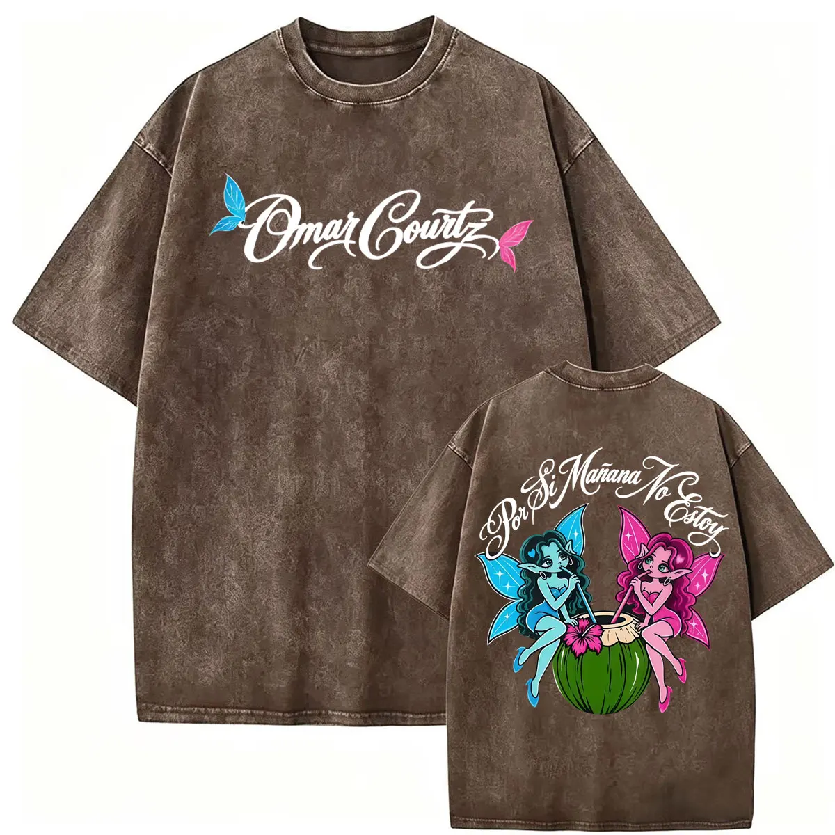 Vintage Washed Omar Courtz Por Si Manana No Estoy Tour T-Shirts Herren Damen Mode Ästhetisches T-Shirt Streetwear Oversized T-Shirt – Detail 8