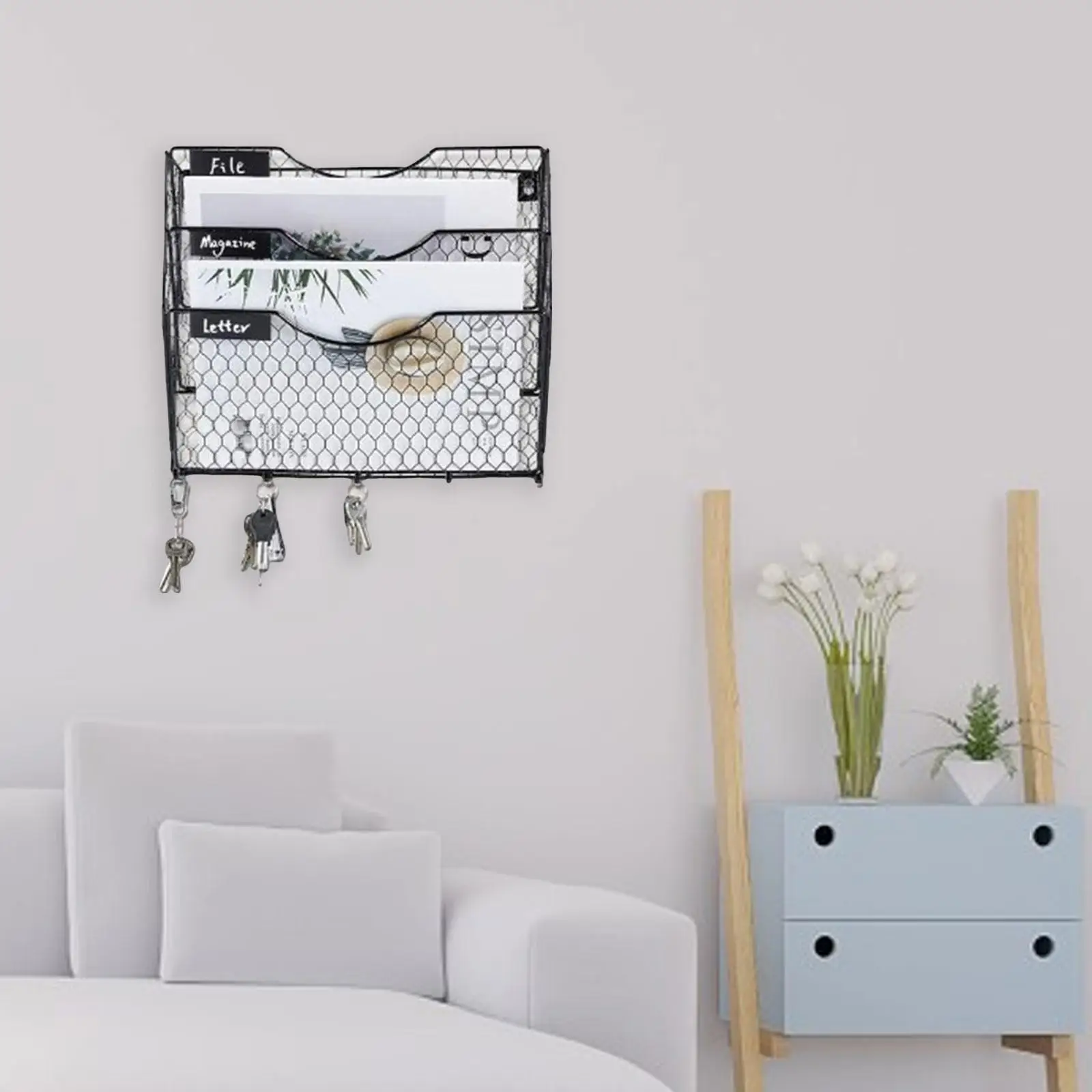 3-Tier Mesh Wall File Houder Multifunctionele Literatuur Metalen Document Organizer Voor Woonkamer Huis Studeerkamer Slaapkamer Appartement