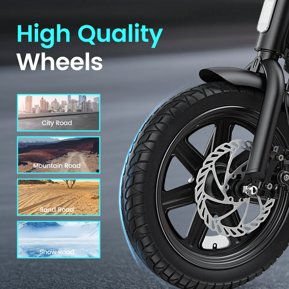 DYU D3F Electric Bike for Adults 14” Folding E-Bike 500W Peak Electric Bicycle 20MPH 36V 7.8AH Battery UL2849 City Commuter Bicycle image 6