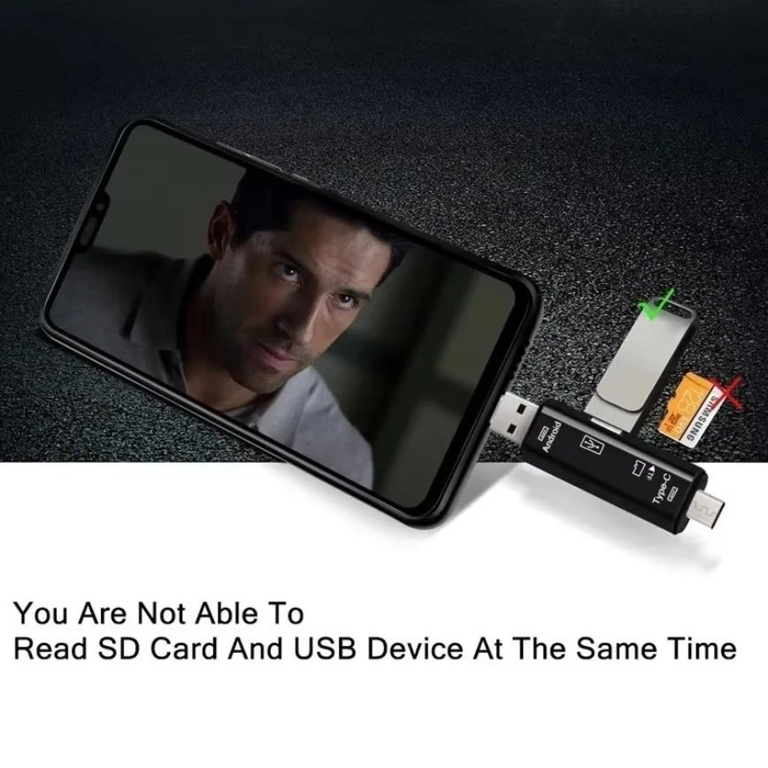 نوع C & Micro USB & USB 3 في 1 قارئ بطاقات OTG TF العالمي عالي السرعة لرؤوس تمديد الكمبيوتر للهواتف التي تعمل بنظام أندرويد