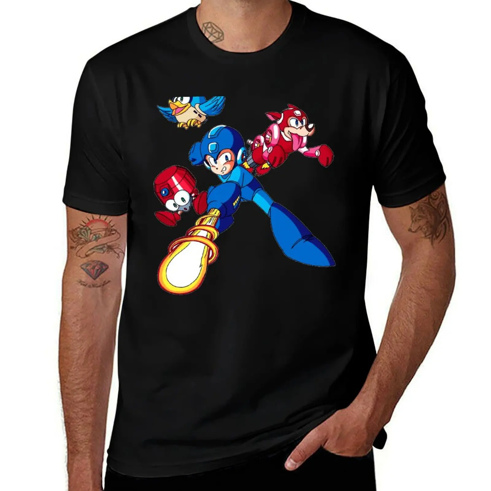 

Mega Man, Rush, Beat, and Eddy 2 T-Shirt Soft Basic Cotton Short Sleeve Tee