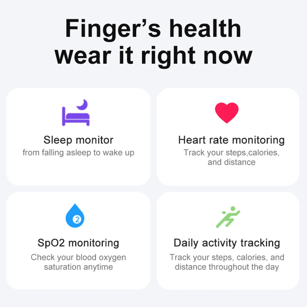 

R02 Smart Ring Sleep Monitor 5.0 Bluetooth-Compatible Heart Rate Tracker IP68 & 5ATM Waterproof Wearable for Android for IOS