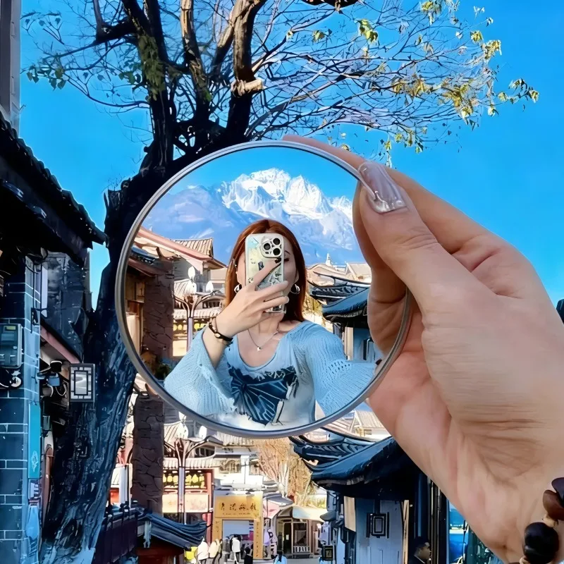 

7.5/9.5cm Round Convex Mirror Mini Mirror Portable Makeup Mirrors Handheld Wide Angle Selfie Mirror Travel Supplies Photo Props