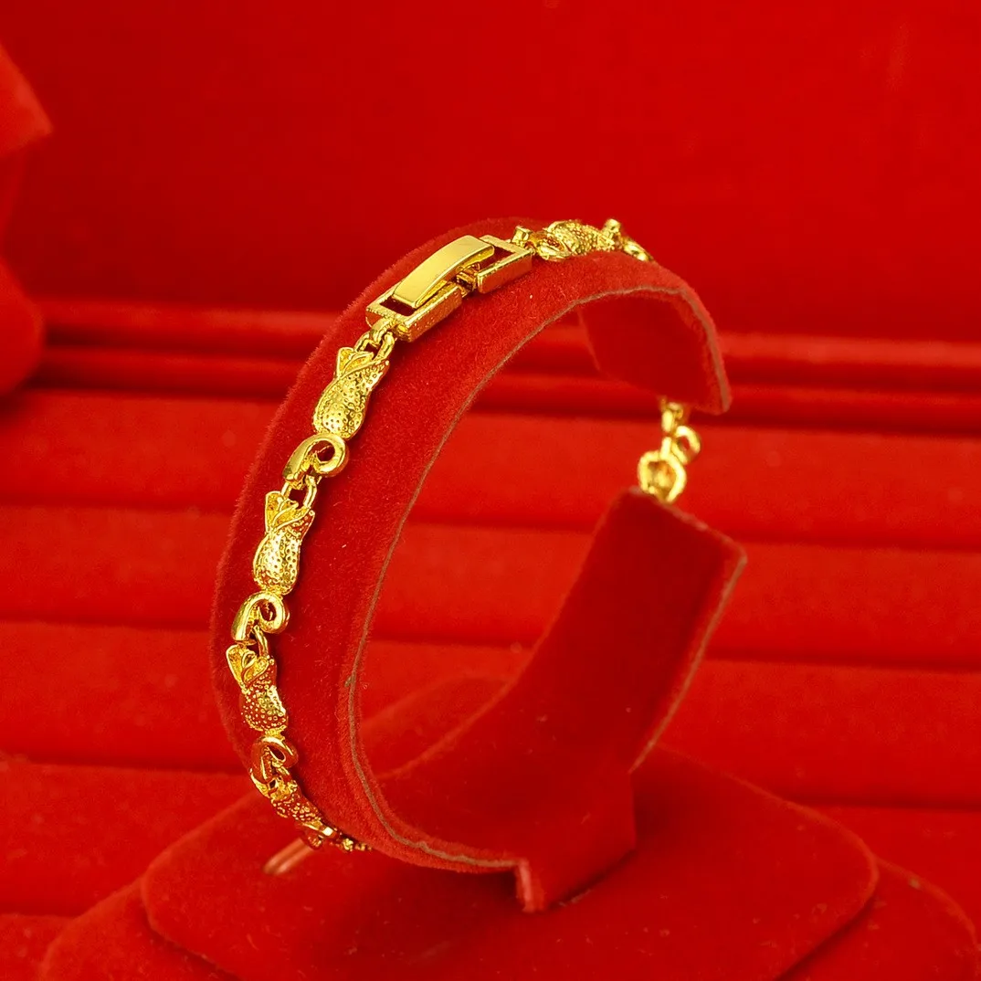 Noble AU999 gold bracelet for women rose 24K pure gold bracelet jewelry real gold fashion wedding wrist chain gift