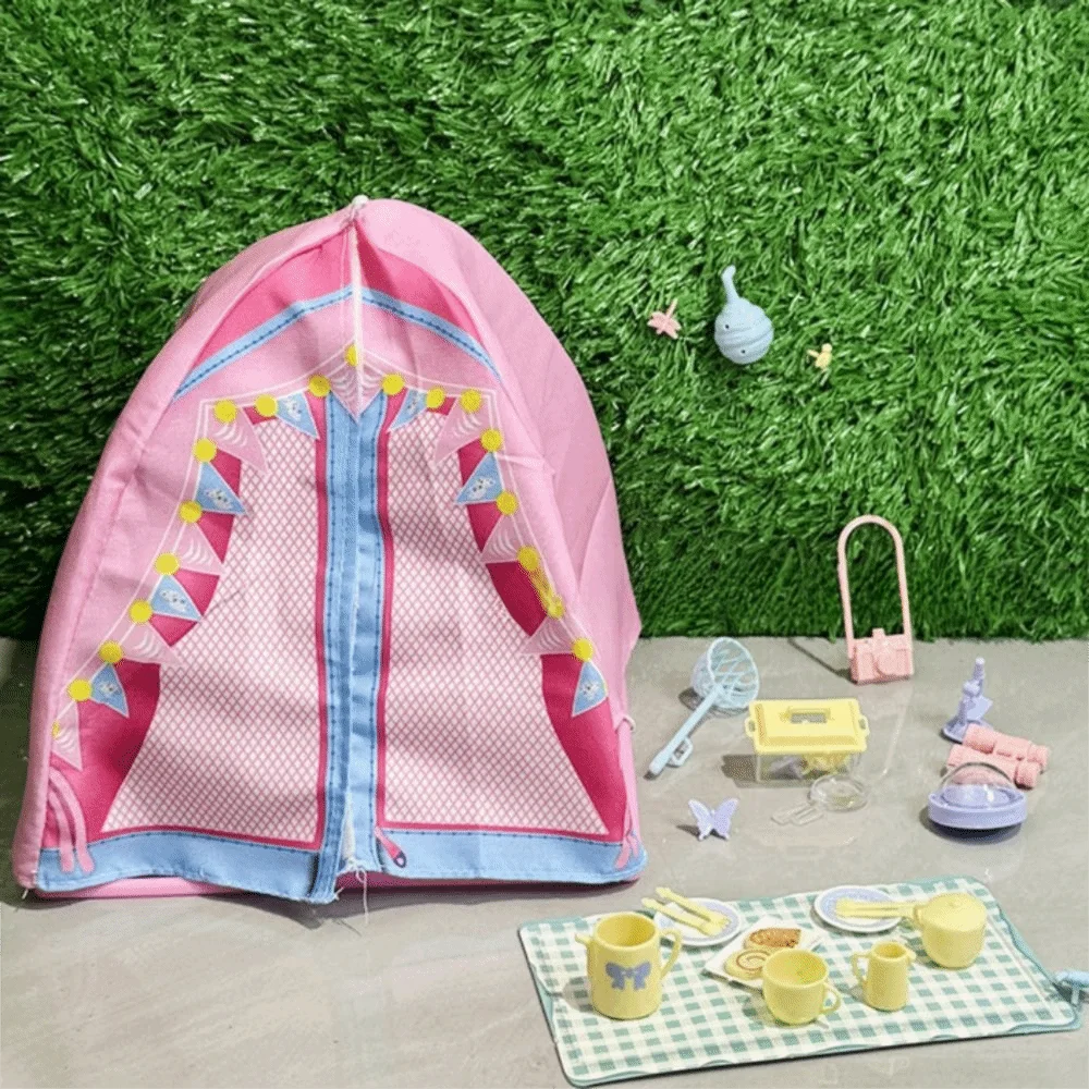 1Set 1:12 Scale Camping Set Plastic Resin Traveling Dollhouse Scene Tent Model Playing House Accessories Scenery Model