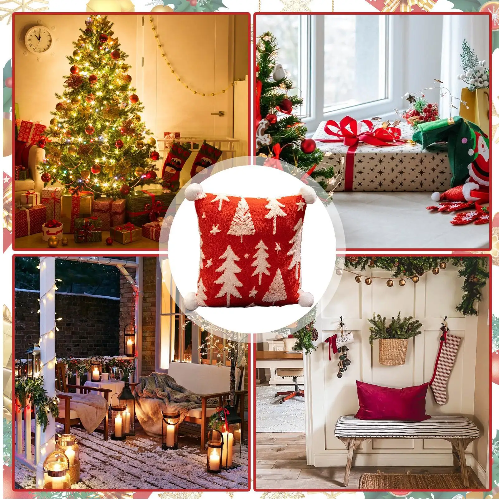 

Christmas Pillows Soft Cute Christmas Tree Throw Pillow Boho Soft Cushion For Indoor Halloween Couch Living Bedroom Home Sofa
