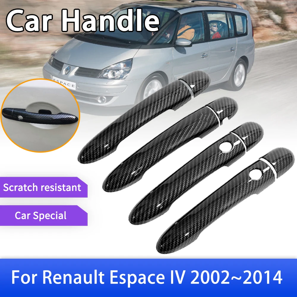 Carbon Fiber Outer Door Handle Cover for Renault Espace 4 IV MK4 2002~2014 Car Protection Film Accessories Styling Stickers Trim