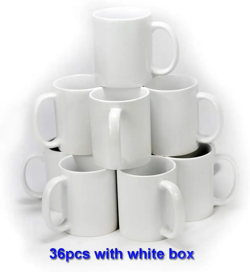 Sublimation Mugs, Cups 11oz Sublimation Ceramic Blank Coffee Mugs,White Cups, Sulimation Blanks, Blank White Mugs-36 pack