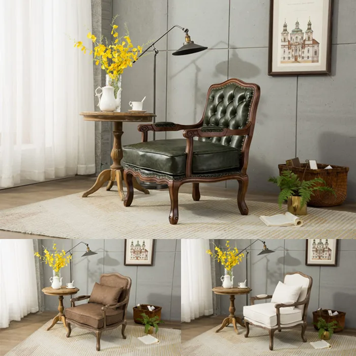 Liwan, European and American solid wood retro sofa chair single ************ to negotiate tiger chair bed and breakfast