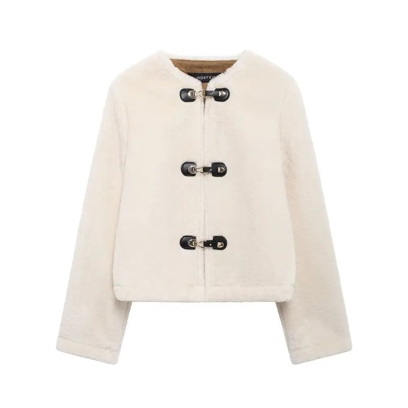

2024 Autumn New Women's Faion Double-Sided Rope Bule Long Sve Jaet Versatile Straight Cut Outerwear Ele
