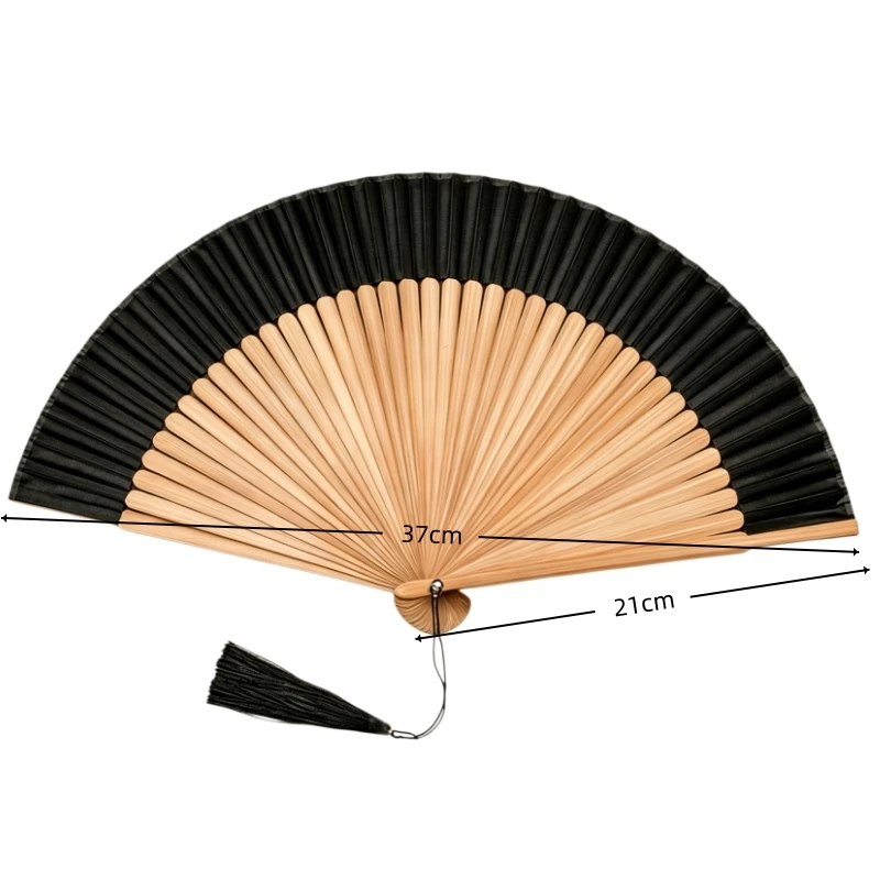 Vintage Chinesischer Bambus-Seiden-Faltfächer mit Goldener Quaste Eleganter Handfächer für Frauen Hochzeitsdekoration Cosplay Tanz Heimdekoration – Detail 1