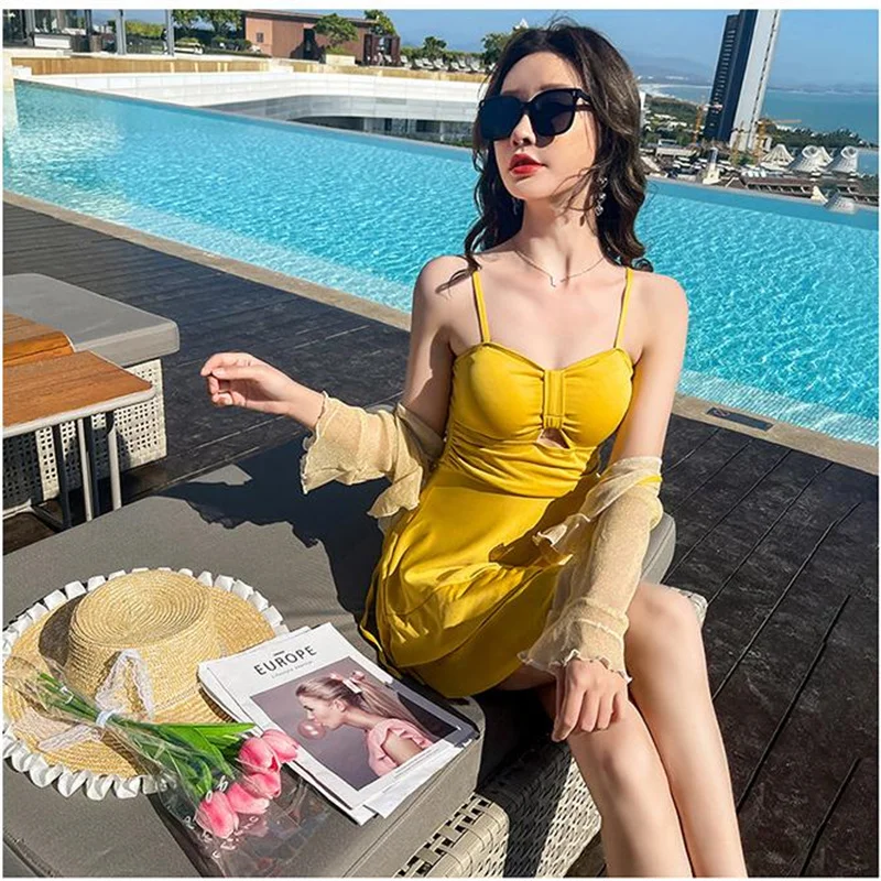 여성용 원피스 수영복 슬림 배 커버 따뜻한 봄 호텔 수영복 보수적이고 세련된 섹시한 디자인