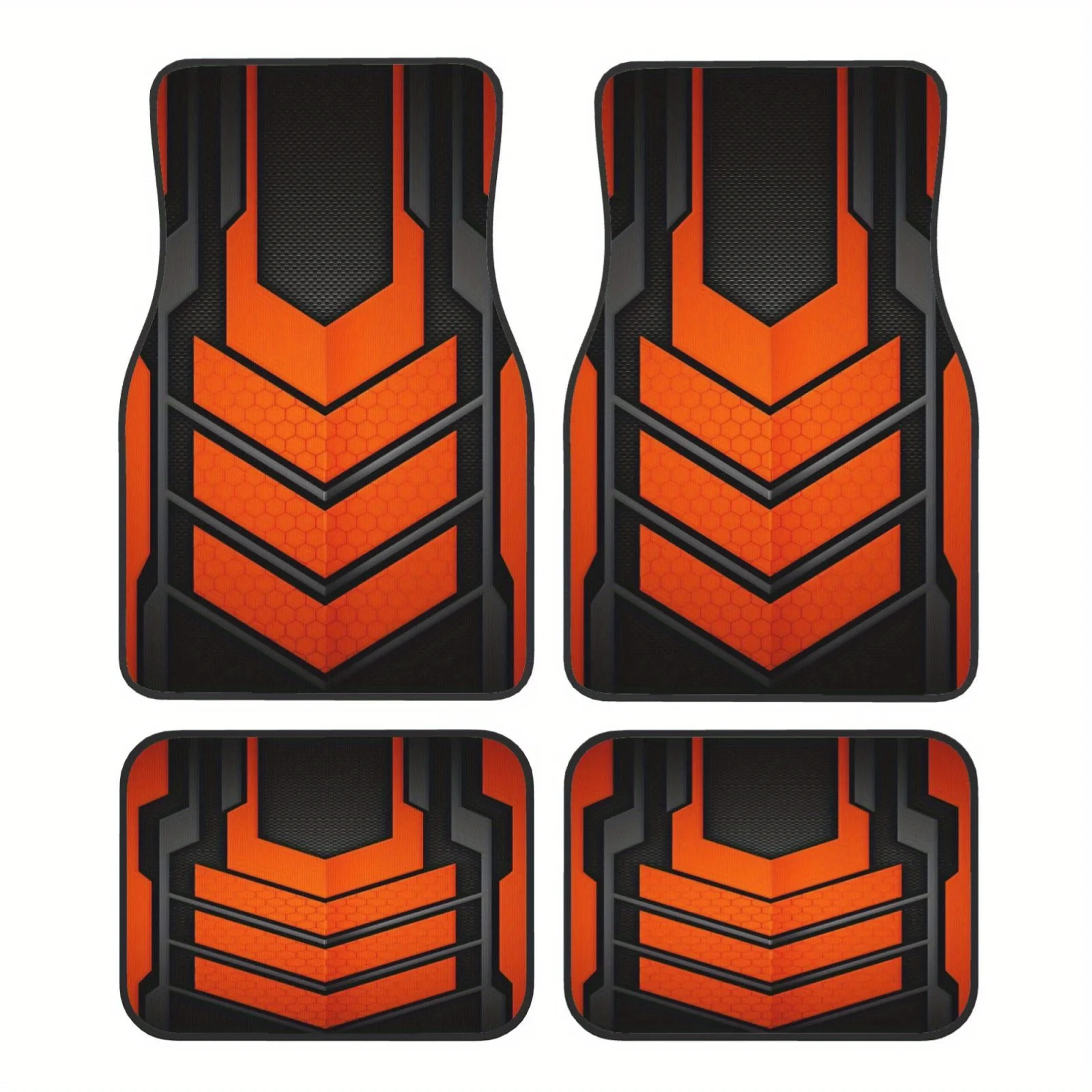 

4pcs Stylish Car Floor Mats With Printed Design, Suitable For Trucks, Cars, SUVs – Keep Your Vehicle Neat And Enhance Interior A