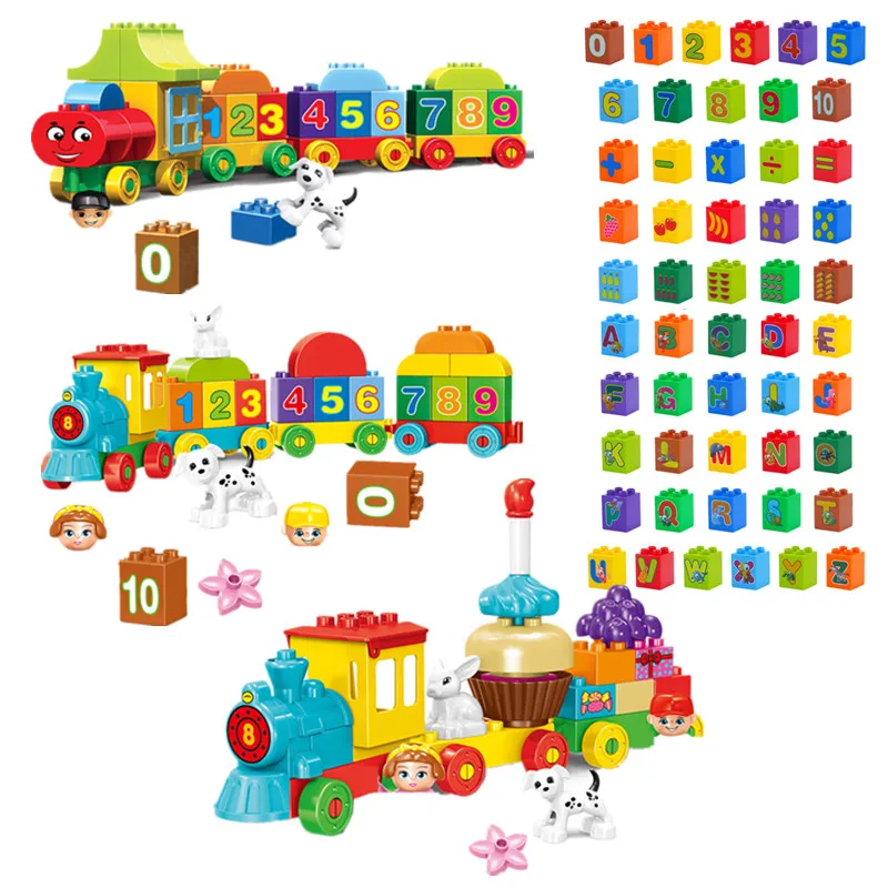 Big Building Blocks My First Number Train Cake English Alphabet Mathematicl Calculation Large Particles Toddler Educatioal Toys