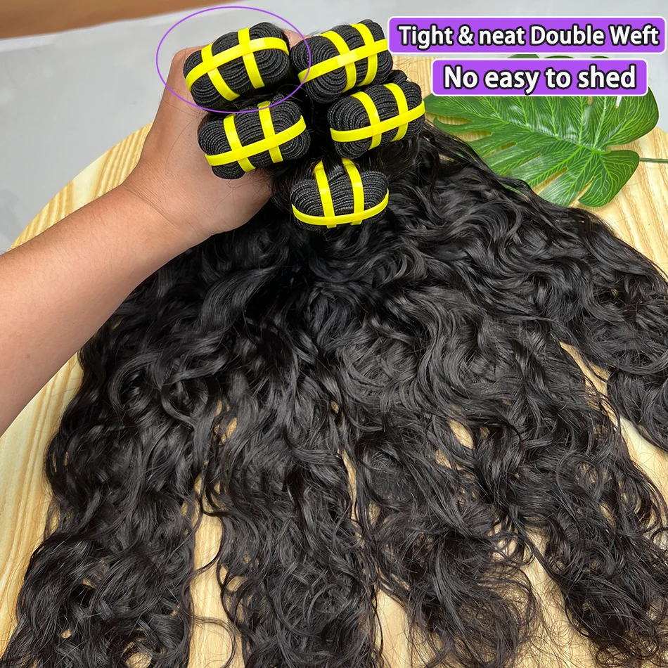 Natural Wave Human Hair Bundles Vietnamese Wavy #1B Natural Black Color Double Weft 100% Raw Virgin Human Hair Weave Extensions