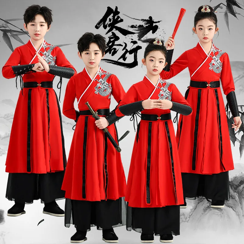 Classical Fan Dance Performance Costume Retro Hanfu Practice Dress Ancient Chinese National Wushu Sword Hanfu Wear Clothing