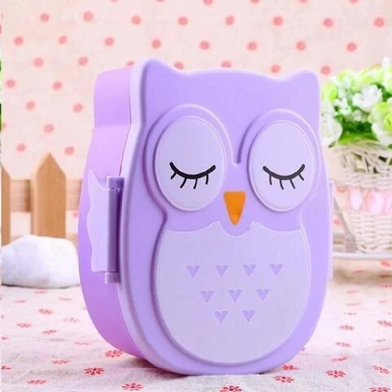 1pc Plastic Owl Lunch Box Cartoon Microwave Food-Safe Plastic Food Picnic Container Box For Children School Office Bento Box