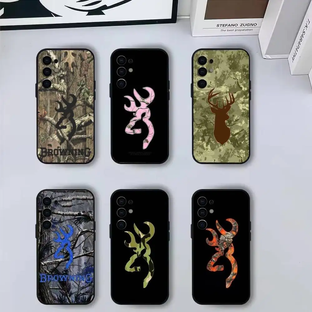 

Cool B-BrowningS H-Huntings Deer Phone Case For Samsung S25,S24,S21,S22,S23,S30,Ultra,S20,Plus,Fe,Soft Silicone Black Cover