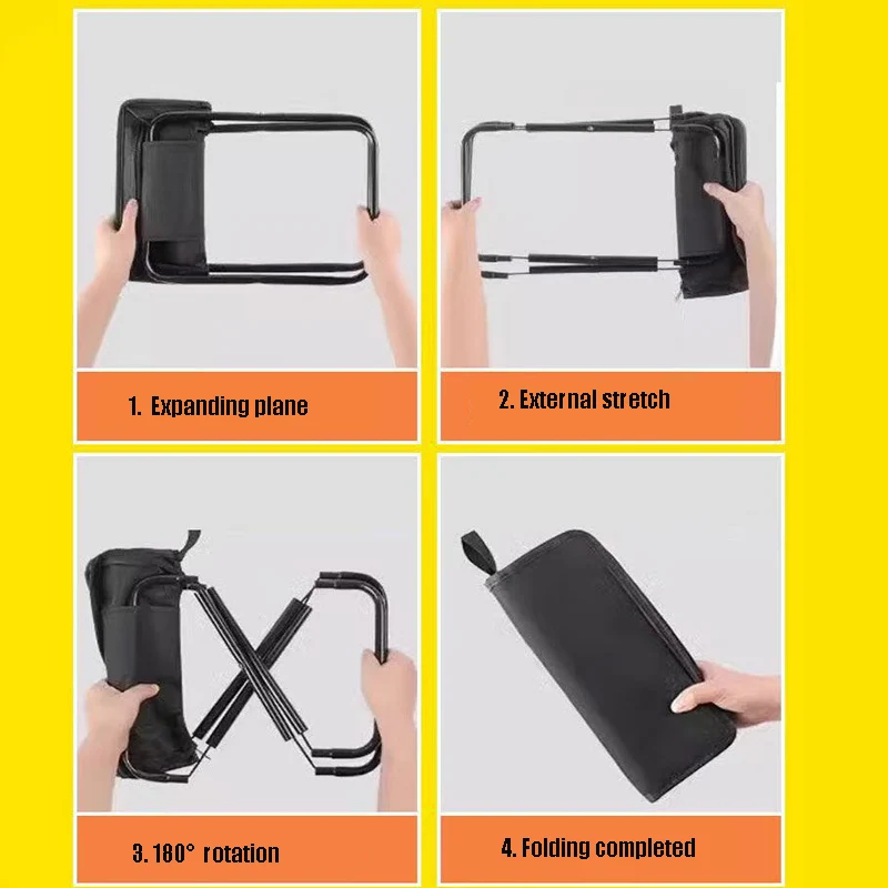 Outdoor Portable Folding Stool Pocket Style Bearable Weight Easy Carry Travel Zipper Bag Chair For Camping Fishing Hiking Use