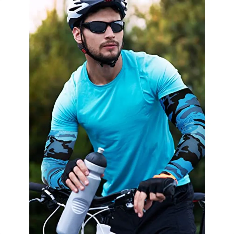 8 Pairs UV Cooling Sun Protection Sleeves to Cover Arms Ice Silk Cooling Comprion Sleeve for Men Women