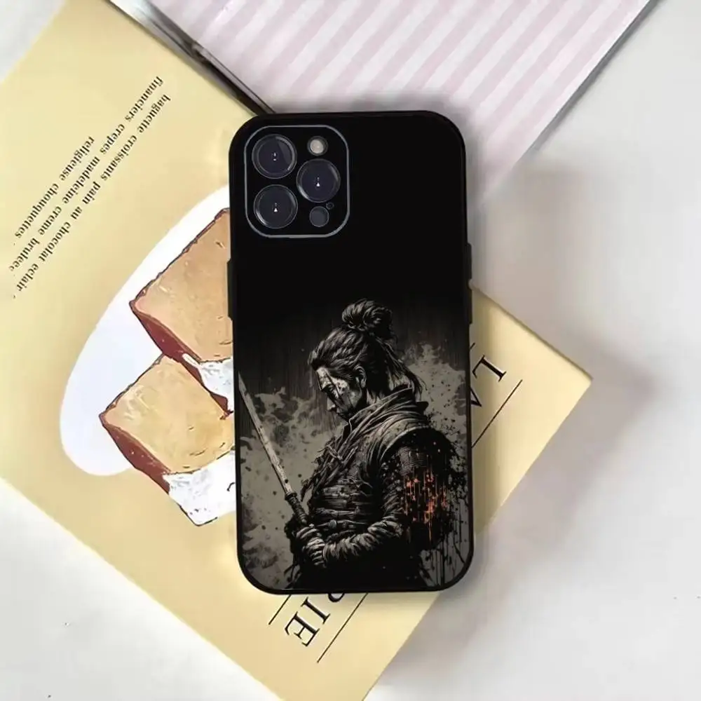 Japanse Bushido Samurai telefoonhoesje voor iPhone17,16,15,14,13,12,11 Plus, Pro Max, zachte zwarte hoes