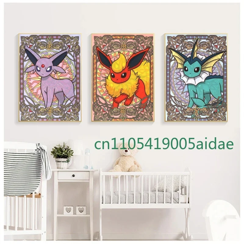 

Anime Pokemon Vaporeon Flareon Espeon Eevee Picture Canvas Painting Wall Art Prints Print Home Living Room HD Poster Decor Wall