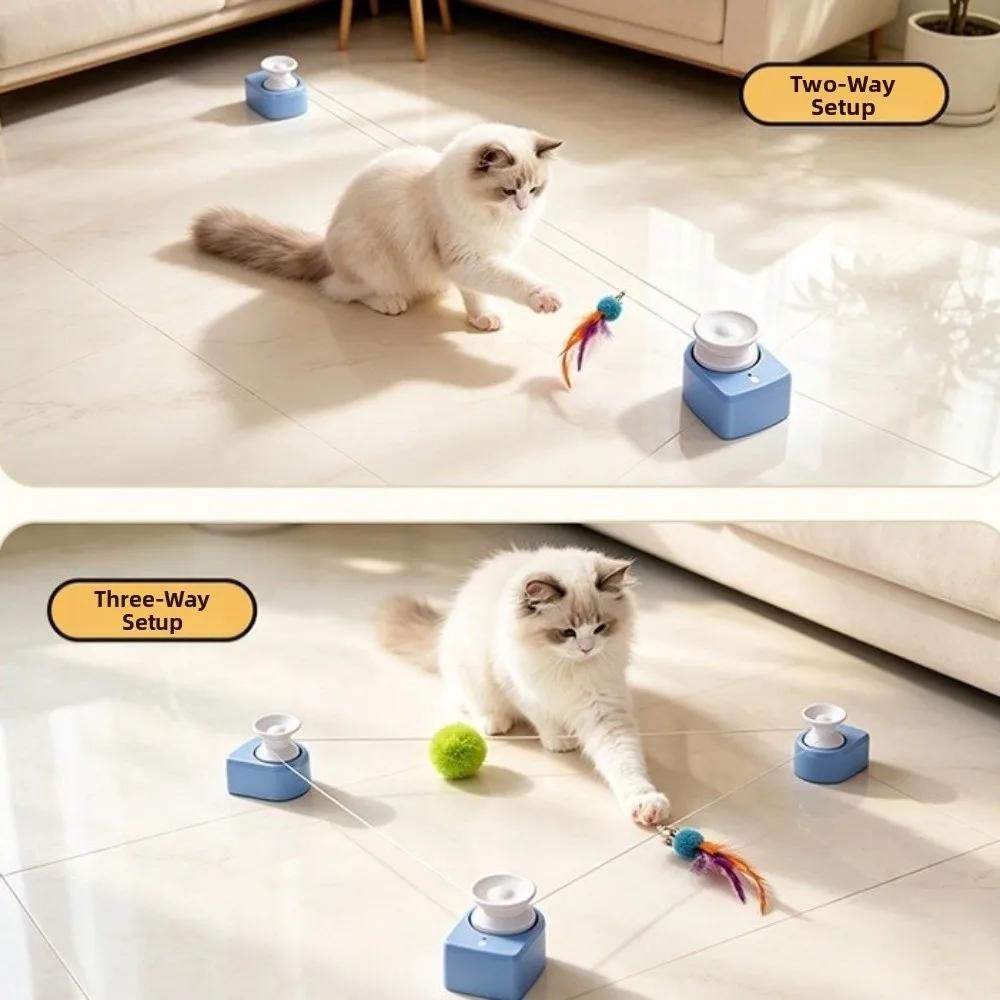 Automatic Cat Race Wireless USB Rechargeable String Chasing Toy with Suction Cup Adjustable Speed Interactive