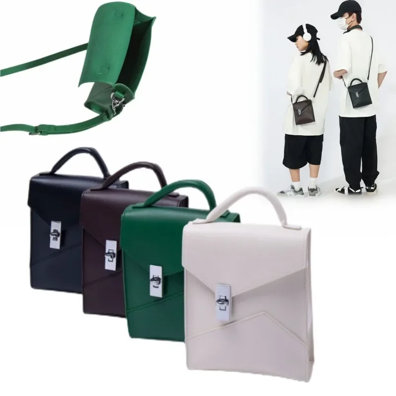 Retro-Chique Crossbody Tas Met Trendy Slotsluiting-Stijlvolle Unisex-Draagtas Met Waterdicht Pu-Materiaal En Handig Telefoonvak