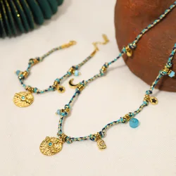 Loe | Women Boho Charms Necklace Stainless Steel Natural Stone Vintage Jewelry Crysta Unique