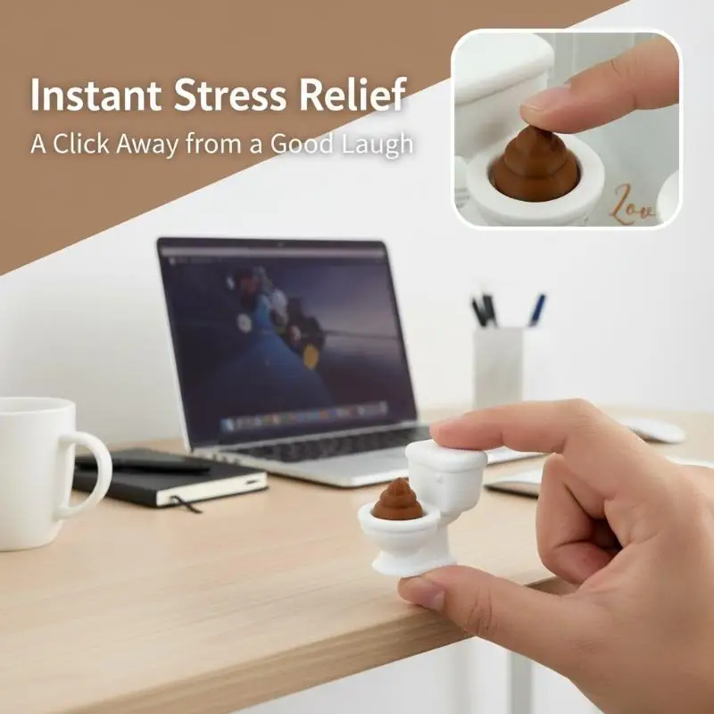 Mini Toilet Fidget Toy Funny Cute Poop Design Portable Gag Gift for Friends Family Home Office Desk Decoration