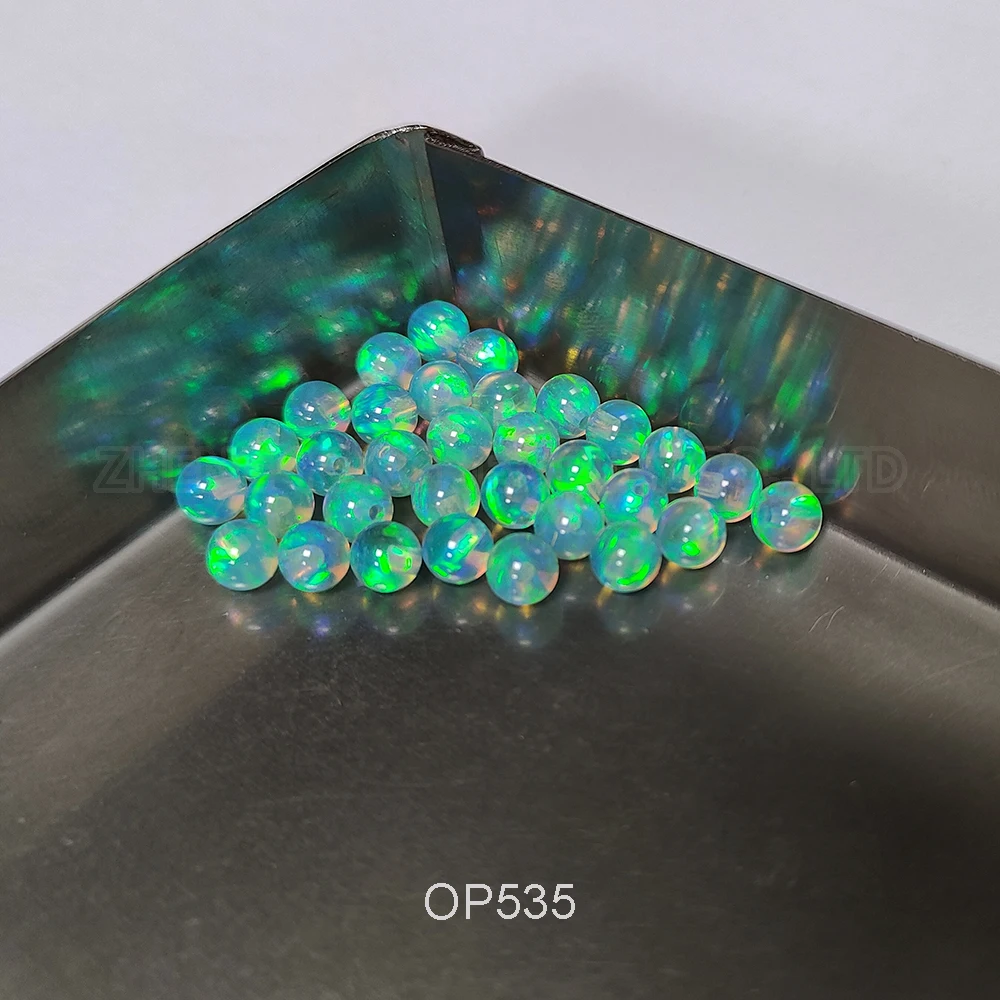 50pcs/Lot Transparent Beads for Jewelry Making OP533-OP540 Rainbow Colors Ball Synthetic Opal