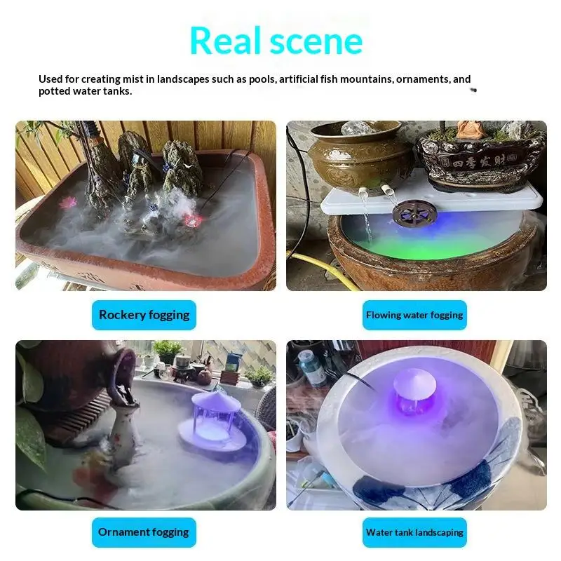 Fish Tank Fish Pond Landscaping Ultrasonic Nebulizer Small Rockery Bonsai Atomizer Humidifier EU Plug Power Adapter