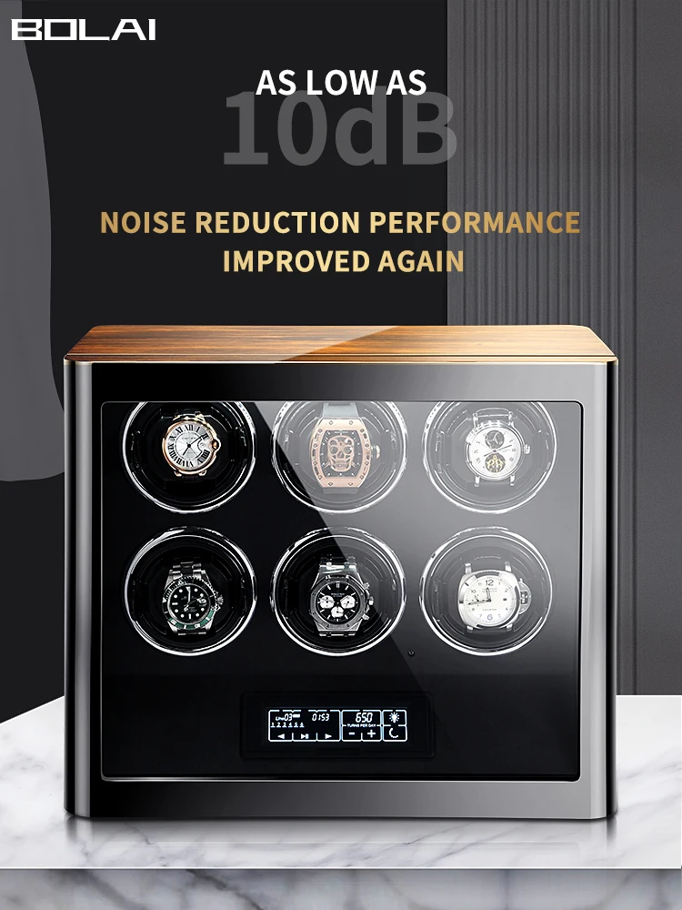 Luxury Wood Watch Safe Box Automatic Watch Winder with Mabuchi Motor LCD Touch Screen and Remote Control Watches Box Accessories