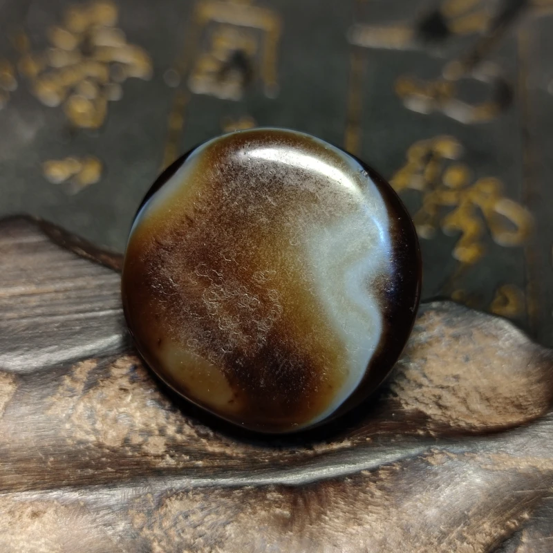 Tibetan Medicine Buddha Dzi Weathered Agate Natural Goat's Eye Round Plate Beads Horseshoe Pattern Men's&Women's Jewelry Beads