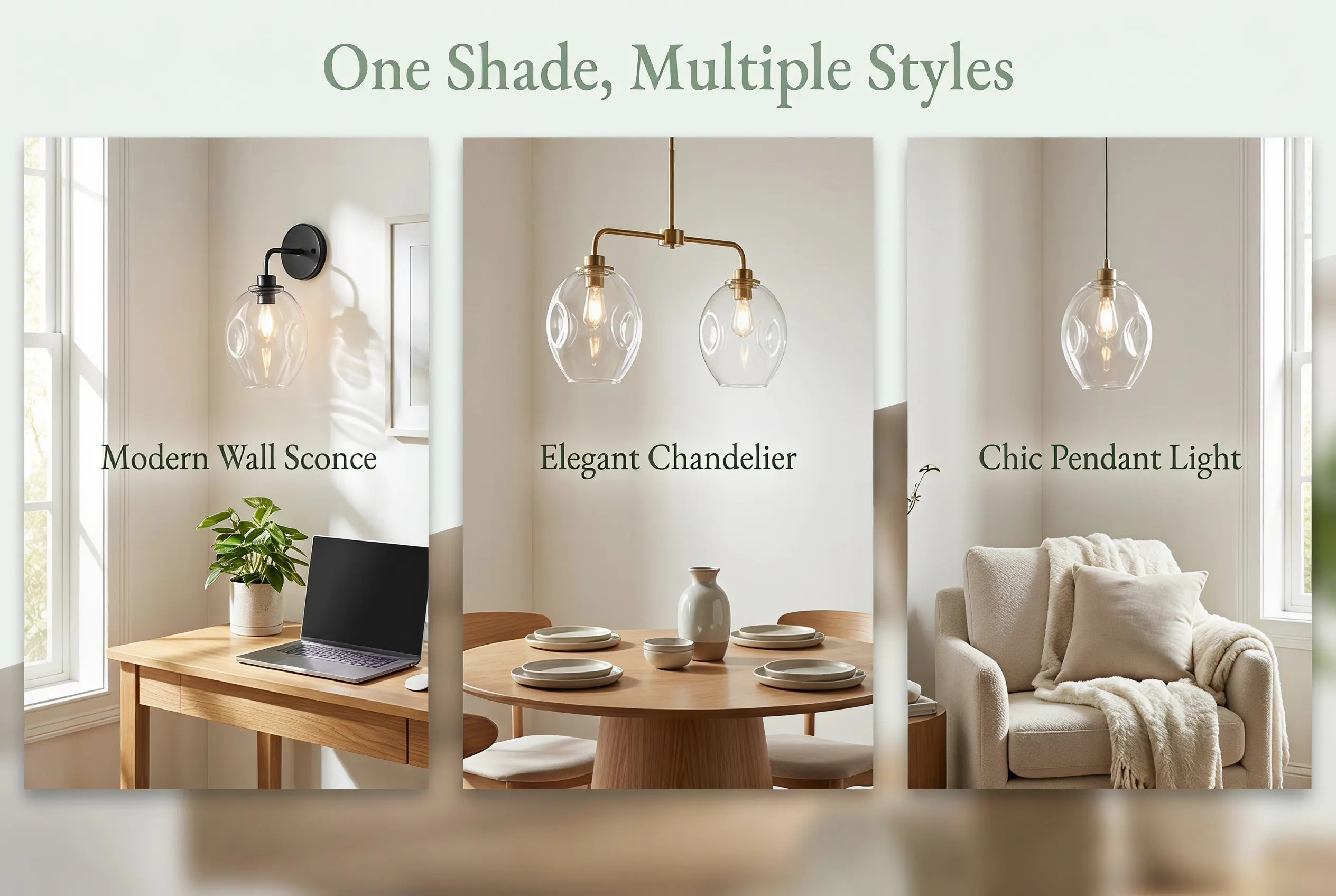 Glass Lamp Shade for Wall Lamp, Chandelier & Sconce – Softens Light, Eye-Protecting, Elegant Indoor Decor