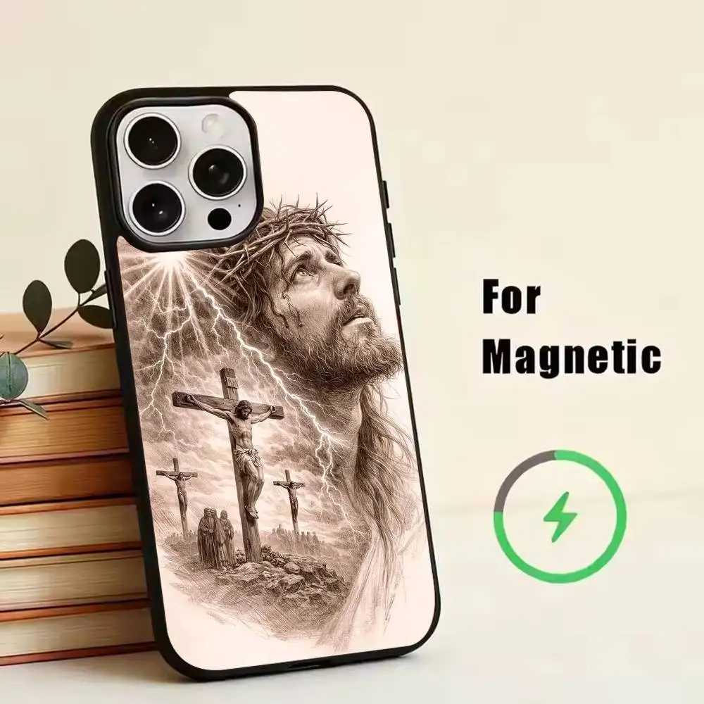 Isaiah Jesus Bible Verse Cross  Phone Case For iPhone17,16,15,14,13,12,11 Plus,Pro,Max Magnetic with Wireless Charging