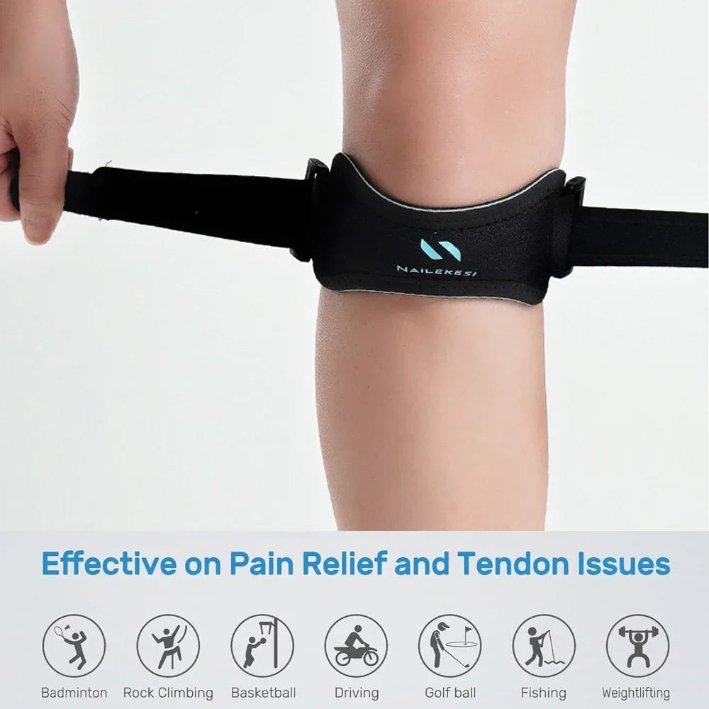 1pc 조정 가능한 슬개골 무릎 힘줄 스트랩 Kneepad 지원 전문 보호대 패드 블랙 Keenpads 벨트 스포츠 무릎 받침대