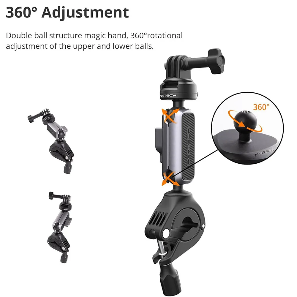 PGYTECH CapLock Bike Motorcycle Handlebar Mount Riding Bracket For DJI OSMO Action 4/3/2, POCKET 3 ,Gopro Hero 12/11/10/9