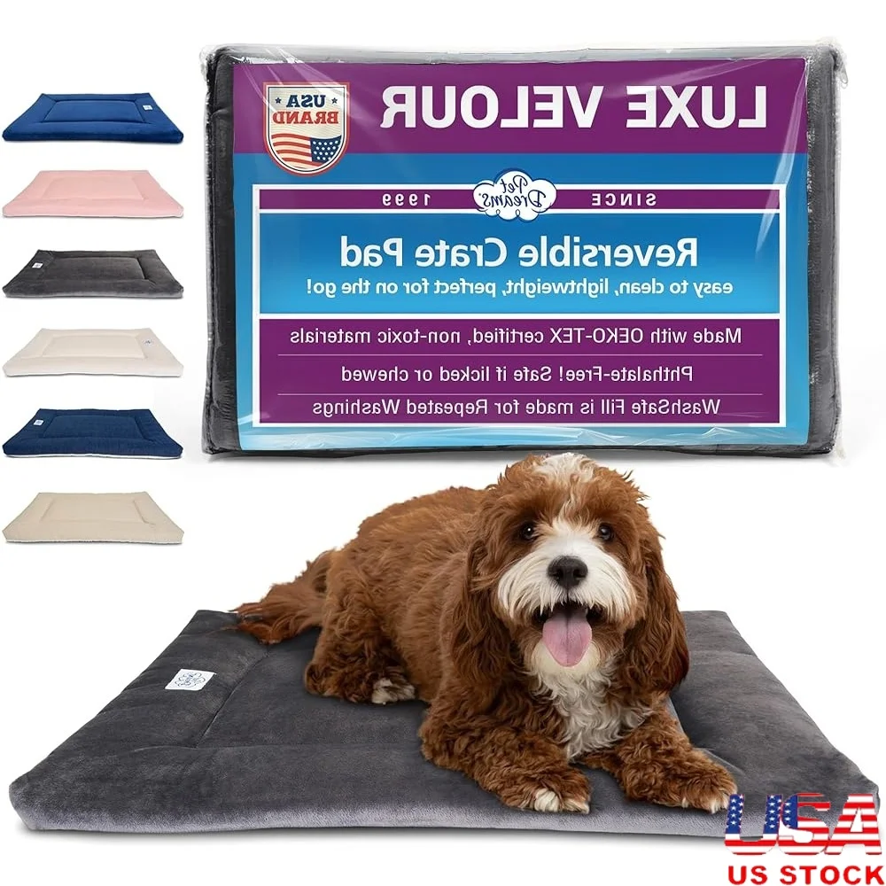 

Washable Dog Crate Pad Non-Toxic Kennel Mat Reversible Indoor Flat Cat Bed All Season Dog Travel Bed Anxiety Relief