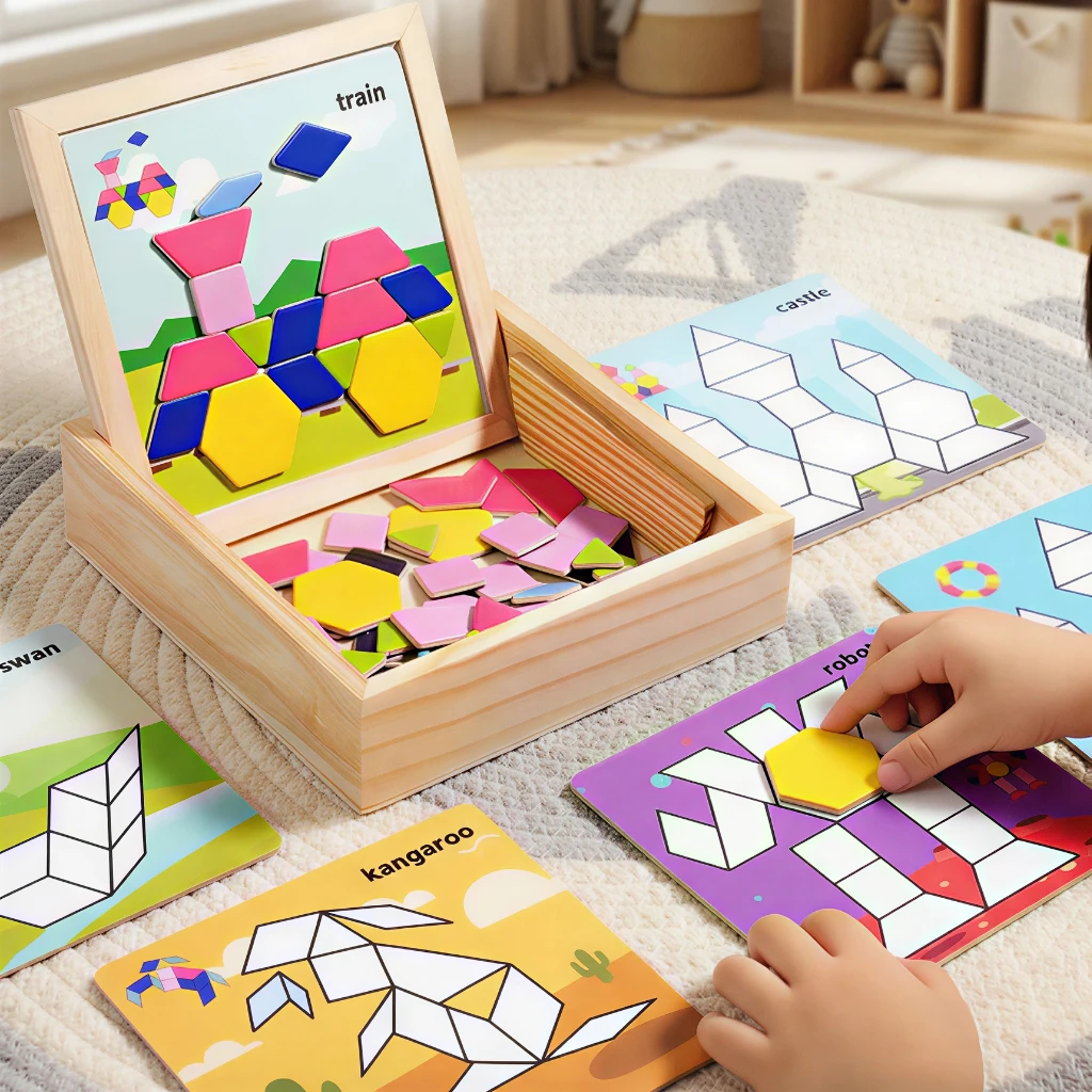 

Magnetic Tangram Creative Puzzle, Versatile Puzzle Blocks, Puzzle Based on Card Patterns, Building, Cars, People and Other Creative Theme Patterns, Develops Logical Thinking and Spatial Imagination, Exercises Fine Motor Skills, Learning Educational and Pu