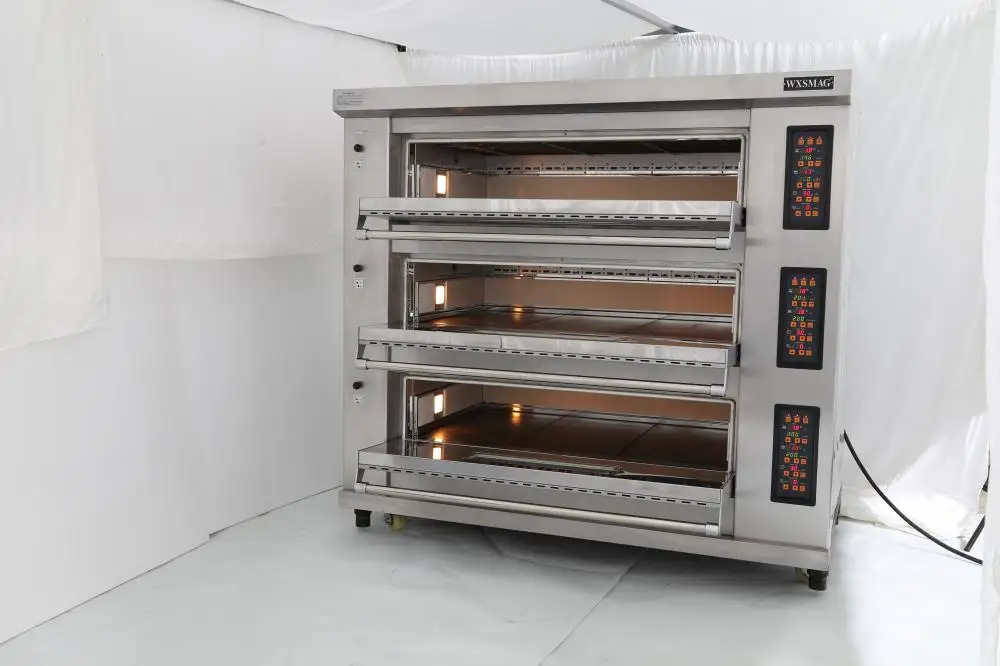 China Supplier Stainless Steel Gas Deck Oven Big Size Electric Kitchen Oven for Bread Meat Baguette Baking 380V for Wheat Corn