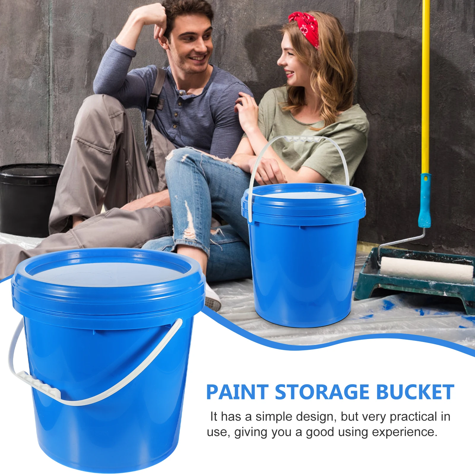 Painting Bucket 10 Liter Airtight Lid Hand Held Multi Purpose Durable Storage and Paint Container Round Bucket