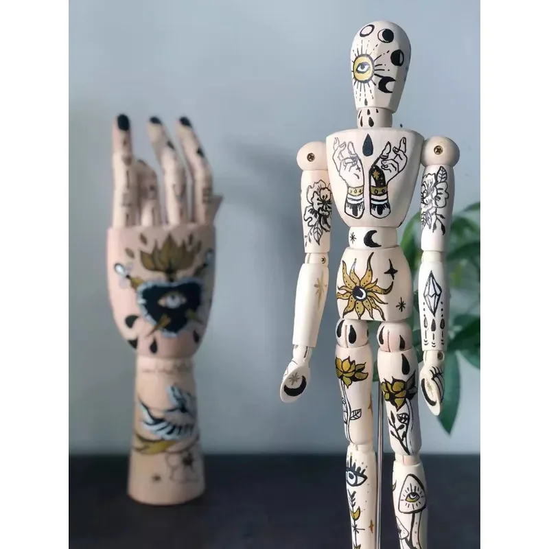 

painted retro natural wooden hand ornaments decorative photo tattoo shop personalized gift jewelry rack