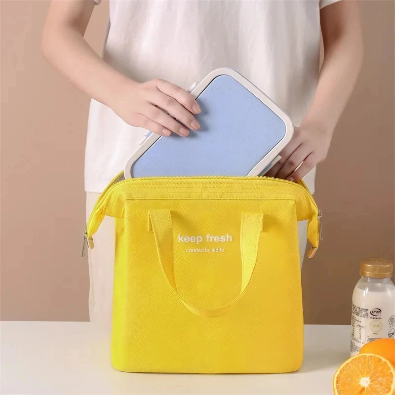 Portable Lunch Bag  Women Thermal Insulated Lunch Box Tote Cooler Handbag Waterproof Bento Pouch Office Food Shoulder Bag