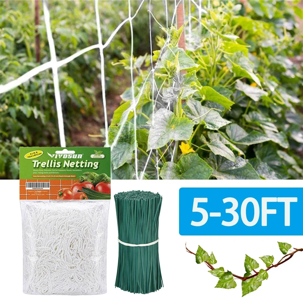 All-Weather Trellis Netting Mesh Heavy-Duty Plant Support Stand for Flowers Vegetable Vine Climbing String Net Gardening Tools