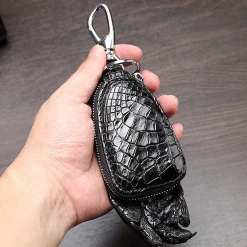 2025 New Fashion Crocodile Skin Genuine Leather Men Car Key Wallets Multi Function Key Case Male Zipper Housekeeper Holders