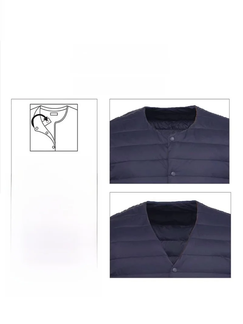 

Lightweight Puffer Jaet Men's ort Sle V-Ne Warmth Inner Stand Collar Removable White Du down Faion Urban Sle