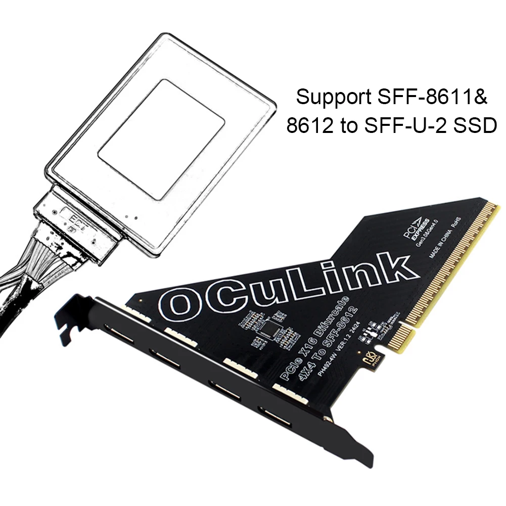 1PC PCIe X16 To SFF 8611&8612 Adapter Card PCIe OCuLink SFF-8612 Card Adapter Compatible Computer Mac Os /Windows / Linux