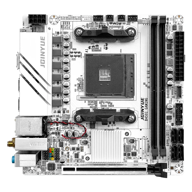 JGINYUE AMD AM4 ITX Motherboard supports Ryzen R3 R5 R7 1/2/3/4/5 series CPU DDR4 RAM Desktop PC PCI-E 3.0 B450i GAMING