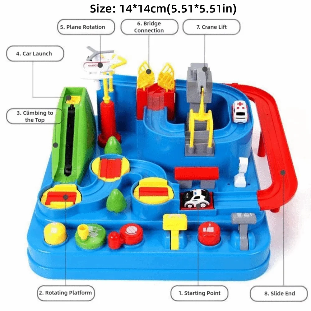 Red&Blue Racing Rail Car Model Inertia Coastdown Parent-child Interaction Track Adventure Game Plastic Puzzle Game For Kids